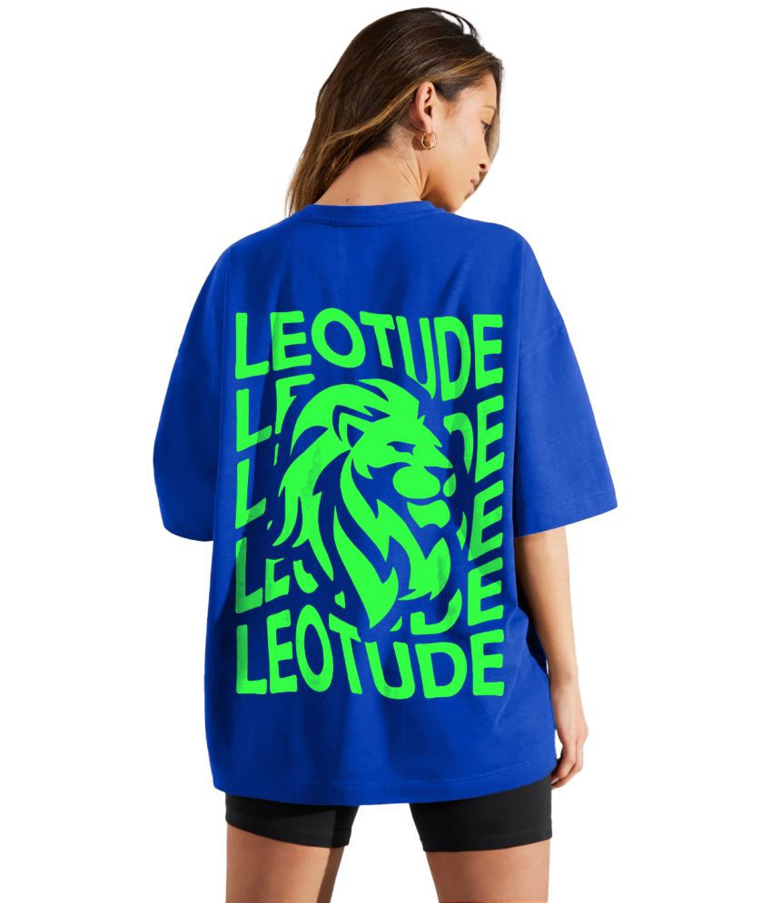     			Leotude - Blue Cotton Blend Oversized Women's T-Shirt ( Pack of 1 )