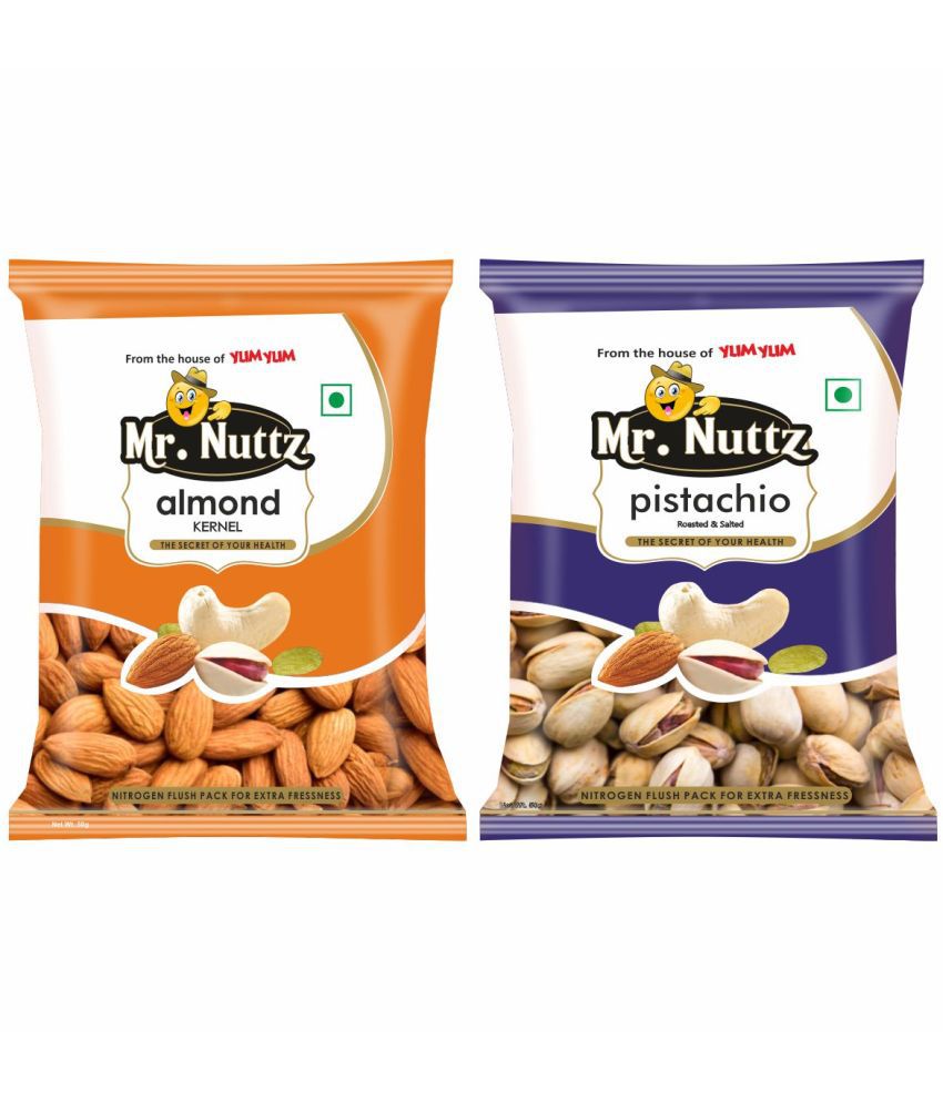     			Mr. Nuttz Dry Fruits Almonds & Pistachios Combo Pack 100g (Badam Pista) 50g each