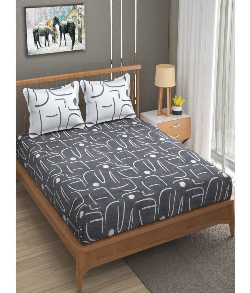     			Nirwana Decor Microfiber Abstract King Size Bedsheet With 2 Pillow Covers - Gray