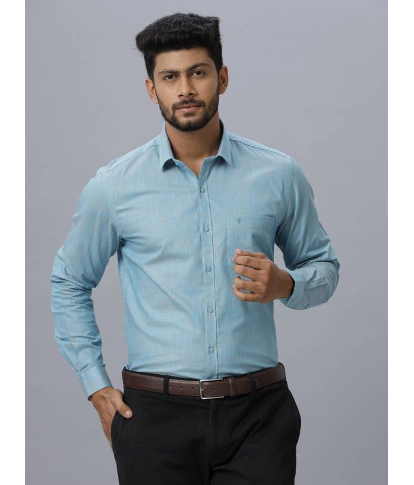     			Ramraj cotton Cotton Blend Regular Fit Full Sleeves Men's Formal Shirt - Blue ( Pack of 1 )
