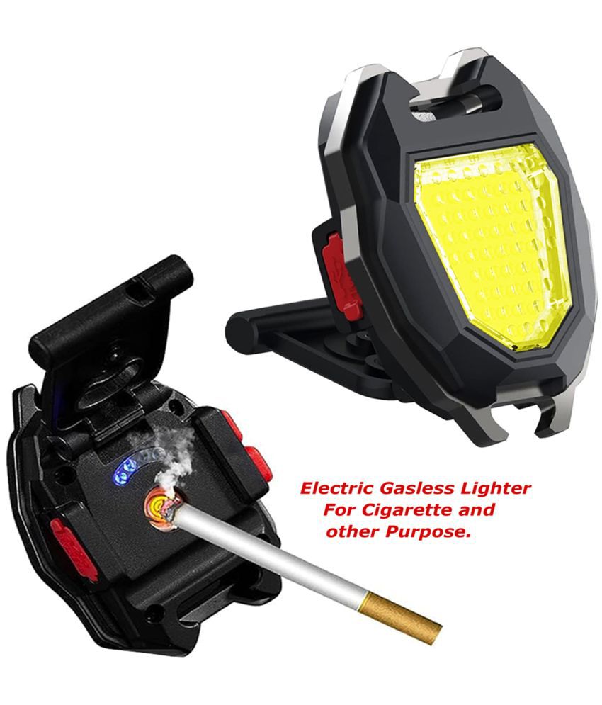     			Rechargeable Multipurpose Key Chain COB Light With 7 Modes + Cigrarette Lighter