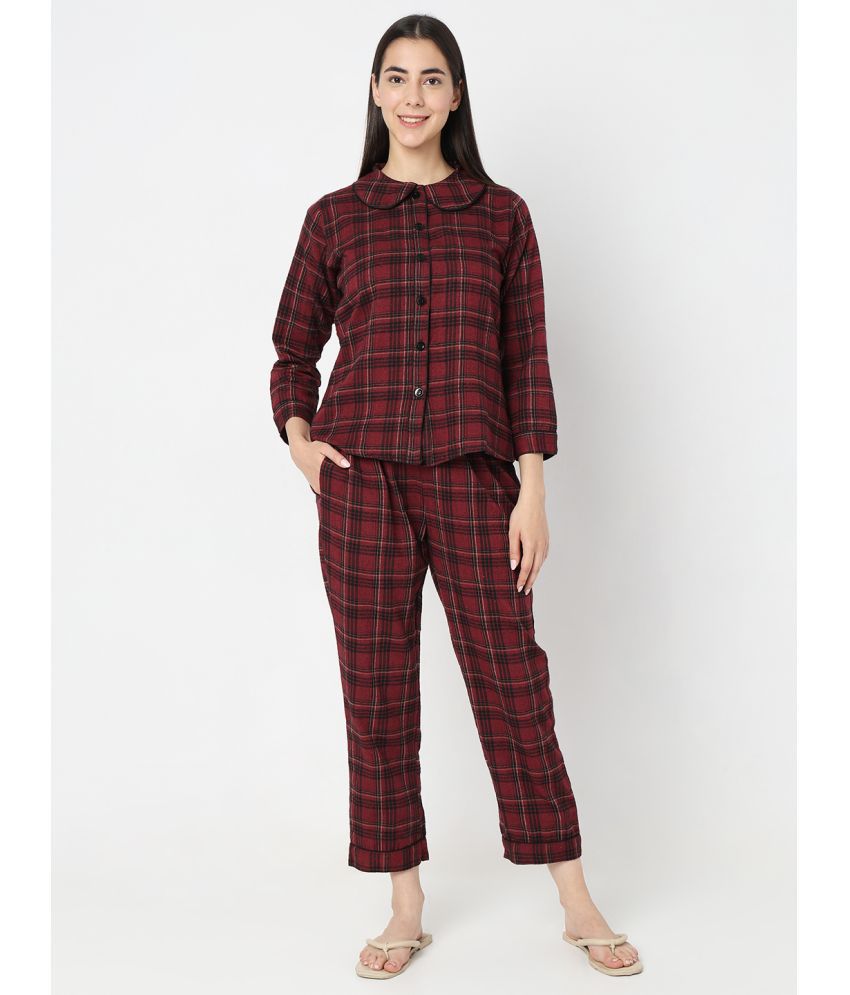     			Smarty Pants - Maroon Cotton Women's Nightwear Nightsuit Sets ( Pack of 1 )