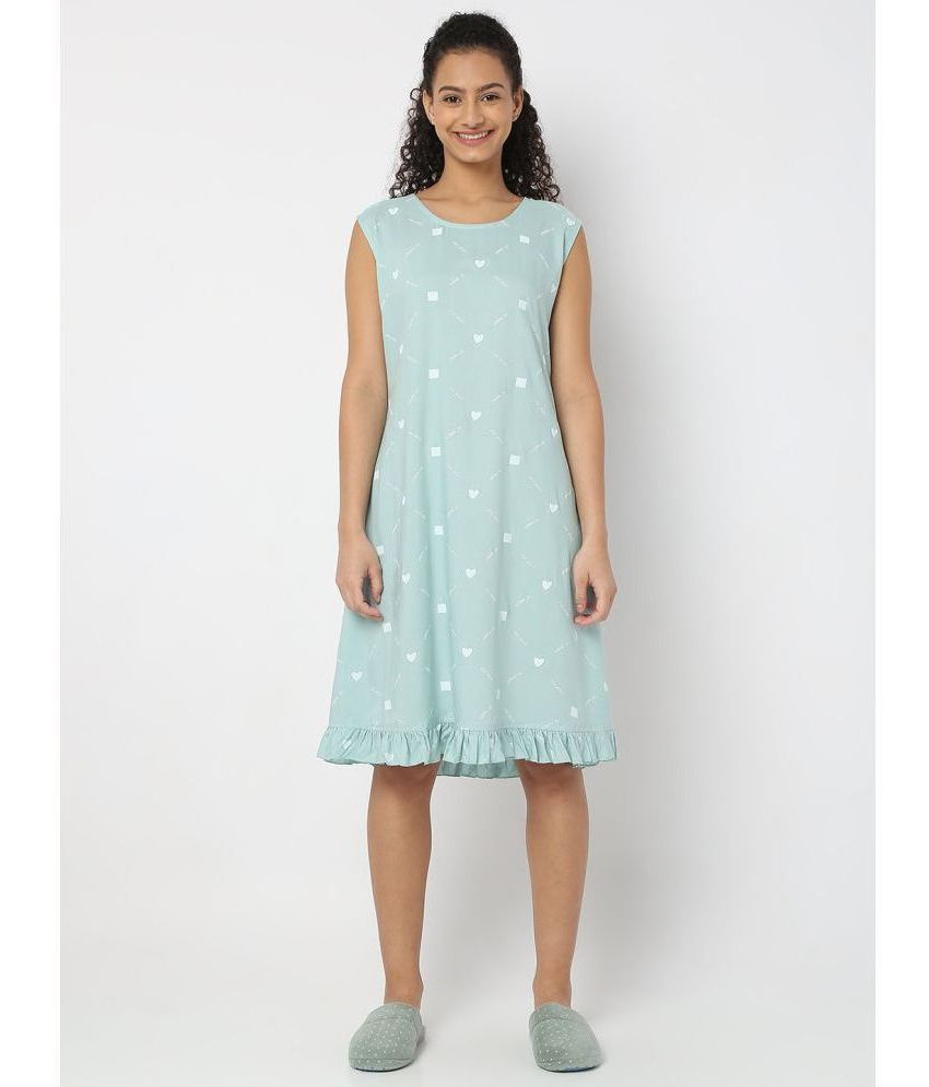     			Smarty Pants - Sea Green Cotton Women's Nightwear Night Dress ( Pack of 1 )