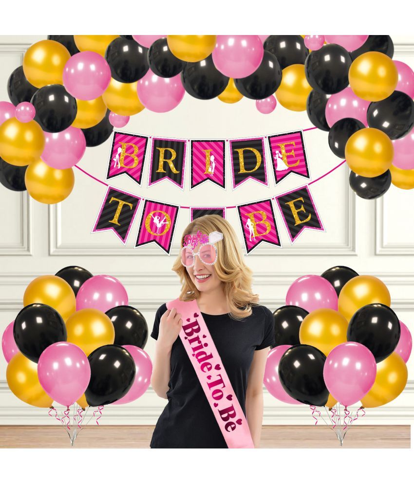     			Zyozi Bachelorette Party Decorations Kit | Bridal Shower Party Decorations - Bride To Be Banner, Balloons, Bride To Be Sash With Eye Glass ( Pack Of 28)