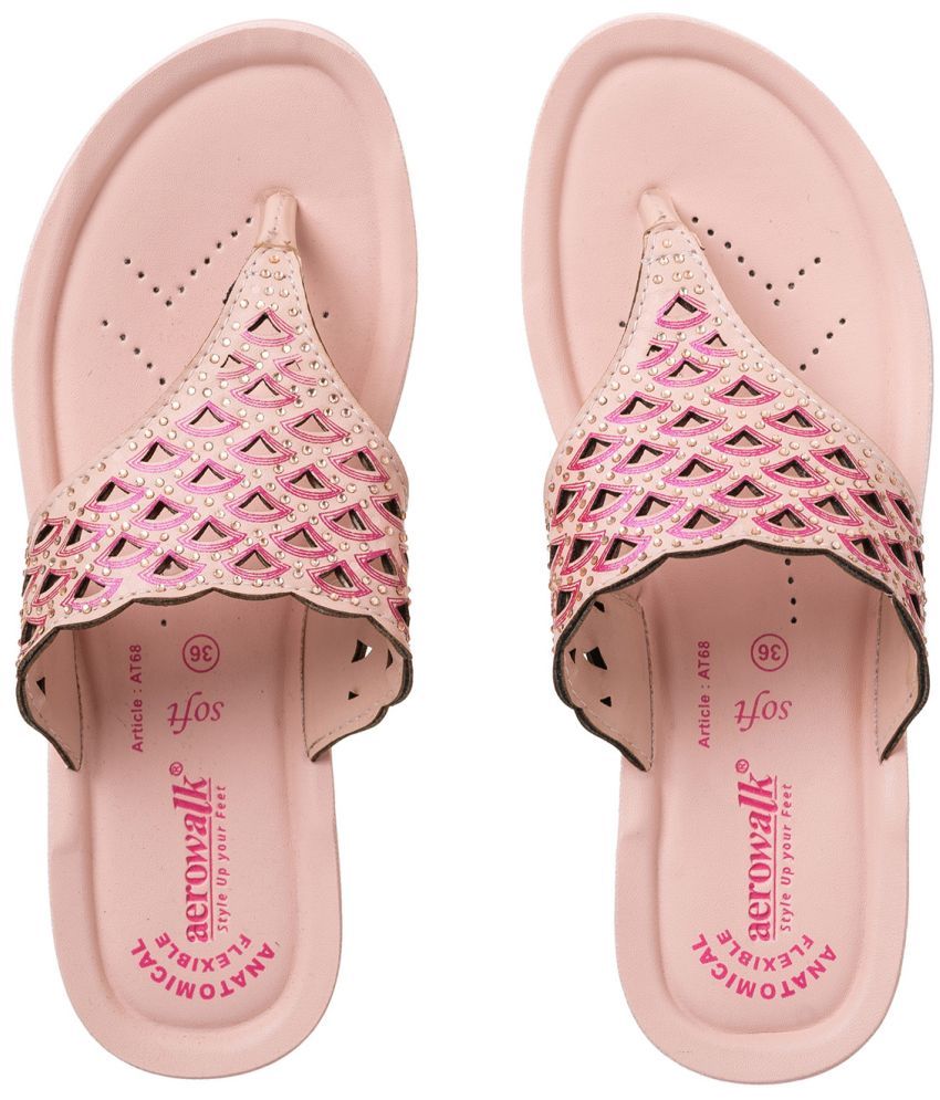     			Aerowalk Pink Women's Leather Slipper