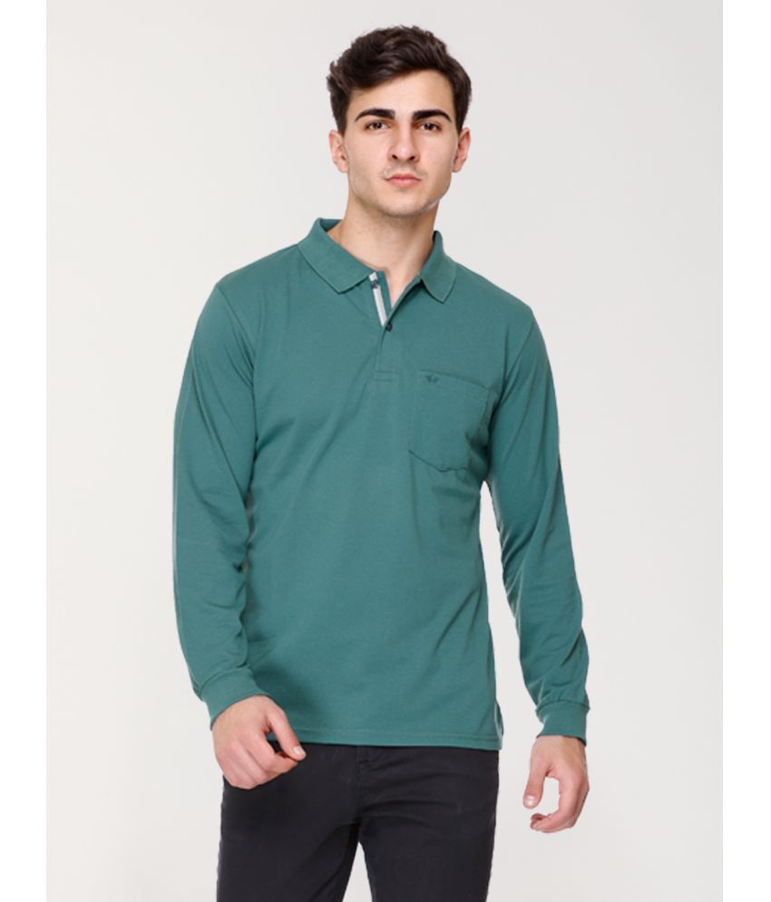     			Array Cotton Blend Regular Fit Solid Full Sleeves Men's Polo T Shirt - Green ( Pack of 1 )