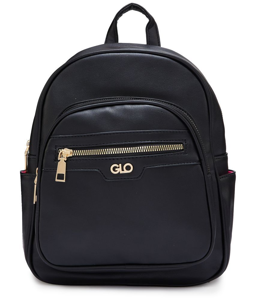     			Globus - Black PU Backpack ( 10 Ltrs )