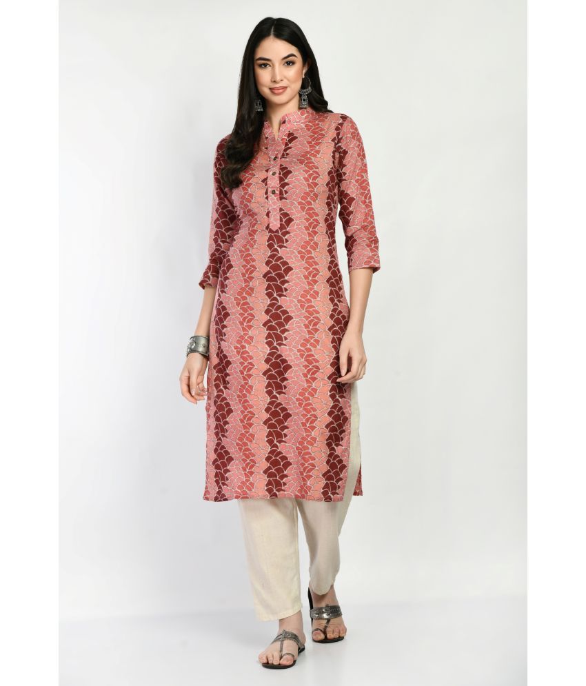     			MAURYA Cotton Printed A-line Women's Kurti - Pink ( Pack of 1 )