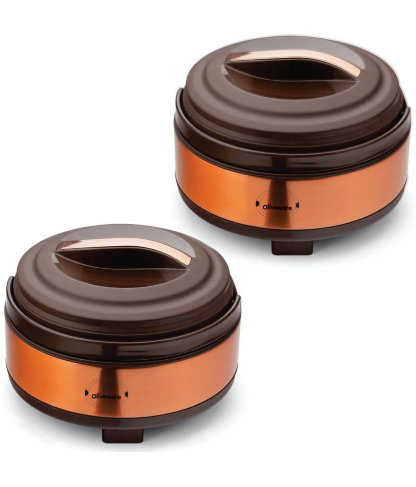     			Oliveware Brown Steel Thermoware Casserole ( Set of 2 , 4000 mL )