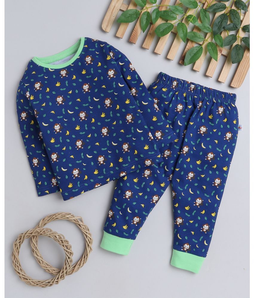     			BUMZEE Pack of 1 Baby Boys Cotton T-Shirt & Pyjama Set ( Navy )