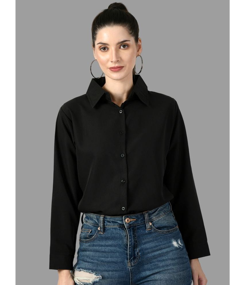     			DKGF Fashion - Black Crepe Women's Shirt Style Top ( Pack of 1 )