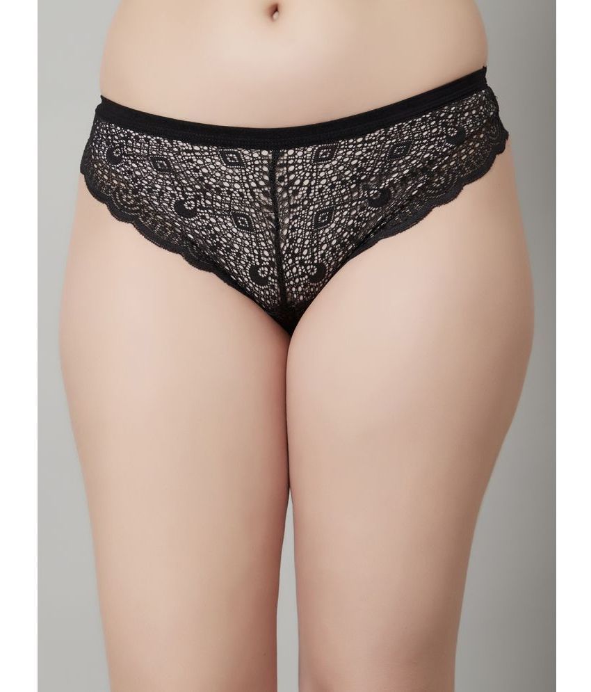     			PrettyCat - Black Lace Self Design Women's Cheekies ( Pack of 1 )