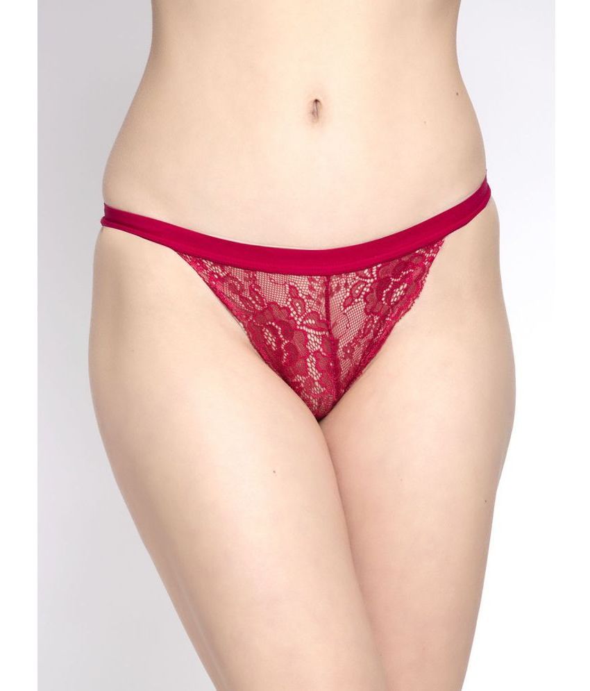     			PrettyCat Net/Mesh Self Design Women's G-Strings ( Red )