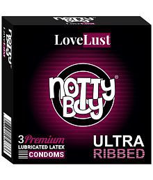 NottyBoy Ultra Ribbed Lubricated Condom - 3 Units