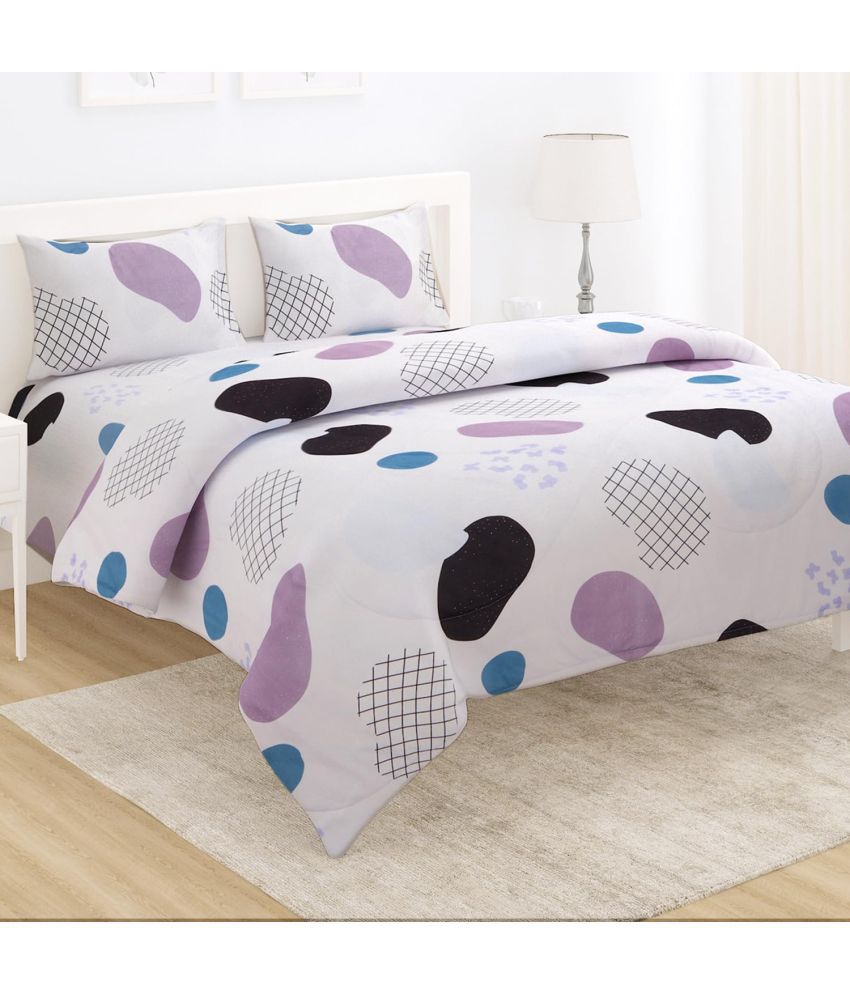     			HOKIPO Polyester Polka Dots Double Size Comforter ( 245 x 228 cm ) - White ( Pack of 4 )