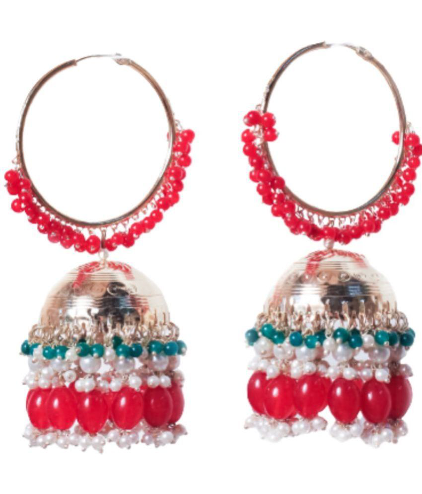     			Jiyanshi fashion - Maroon Jhumki Earrings ( Pack of 1 )