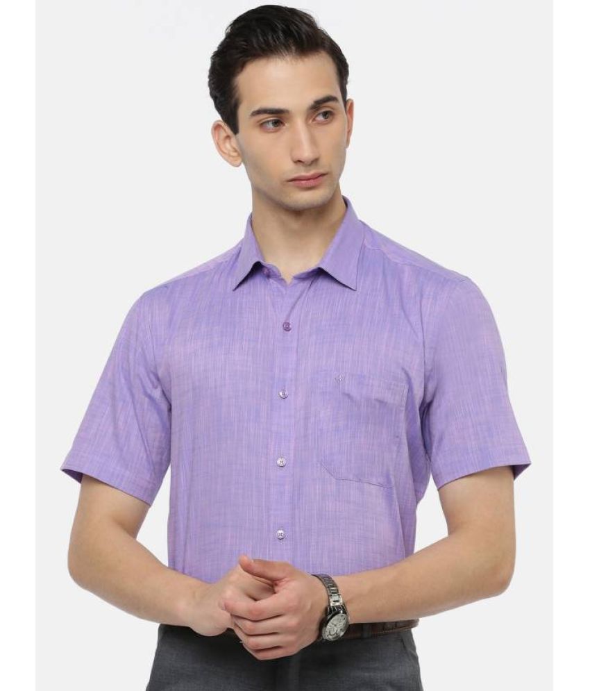     			Ramraj cotton Cotton Blend Regular Fit Self Design Half Sleeves Men's Casual Shirt - Purple ( Pack of 1 )