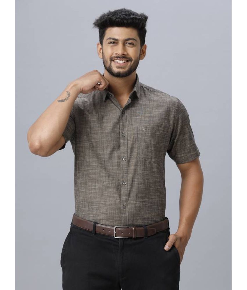     			Ramraj cotton Cotton Blend Regular Fit Self Design Half Sleeves Men's Casual Shirt - Grey ( Pack of 1 )