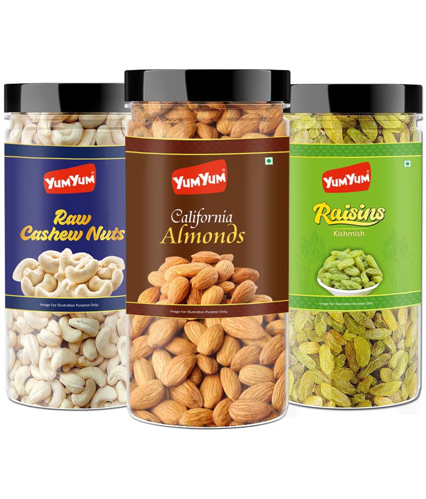     			YUM YUM Premium Jumbo Almond (500g) Cashew (500g) and Raisins (500g) 1.5kg Dry Fruits Combo Pack- Almonds, Cashews, Raisins  (3 x 0.5 kg)