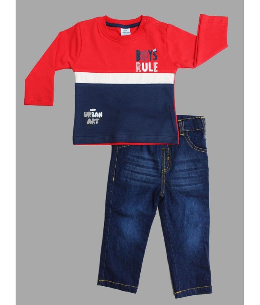     			Dollar Multicolor Cotton Blend Boys T-Shirt & Jeans ( Pack of 1 )