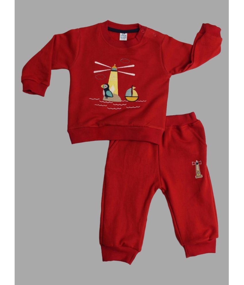     			Dollar Red Cotton Blend Baby Boy T-Shirt & Trouser ( Pack of 1 )