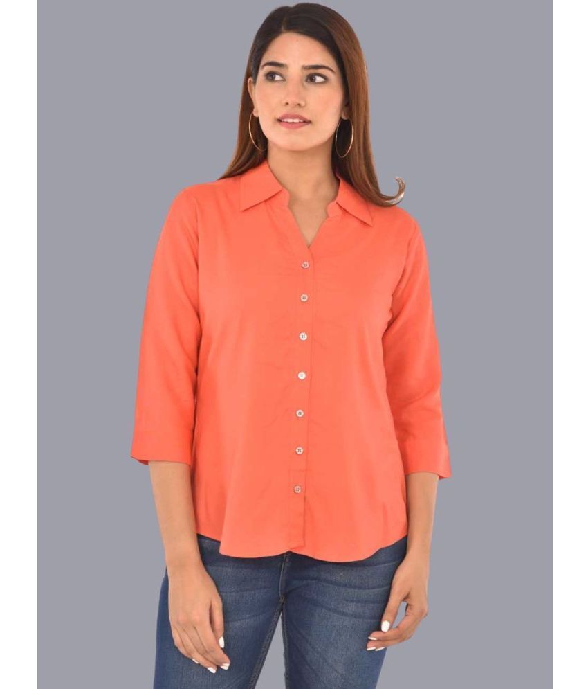     			FABISHO Orange Rayon Women's Shirt Style Top ( Pack of 1 )