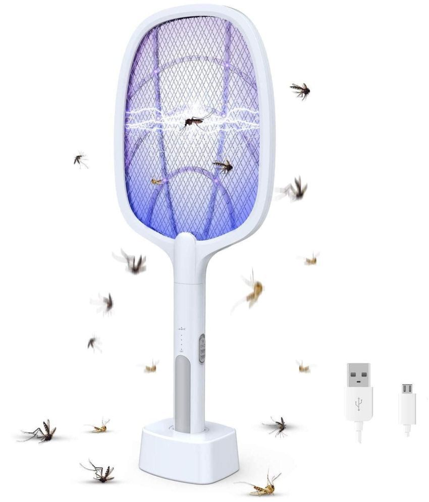     			Gatih 2-in-1 Mosquito Racket 1200mAh All Purpose Cleaner Block USB Charging Mosquito Killr Bat with UV Light 1 no.s