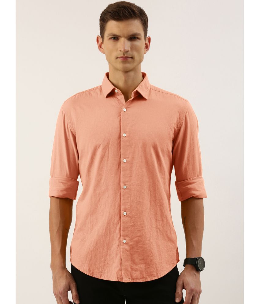     			IVOC 100% Cotton Slim Fit Solids Full Sleeves Men's Casual Shirt - Peach ( Pack of 1 )