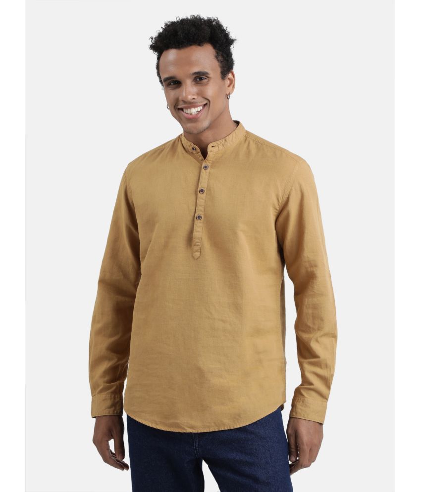     			IVOC Khaki Cotton Blend Men's Shirt Style Kurta ( Pack of 1 )