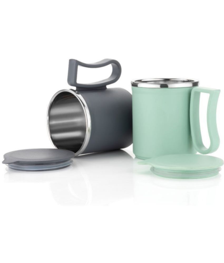     			MAGICSPOON Multi Color Steel Coffee Mug ( Pack of 2 )