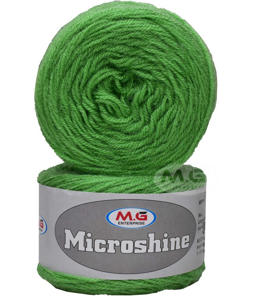    			Microshine Apple Green (200 gm)  Wool Hank Hand knitting wool / Art Craft soft fingering crochet hook yarn, needle knitting yarn thread dye P GA
