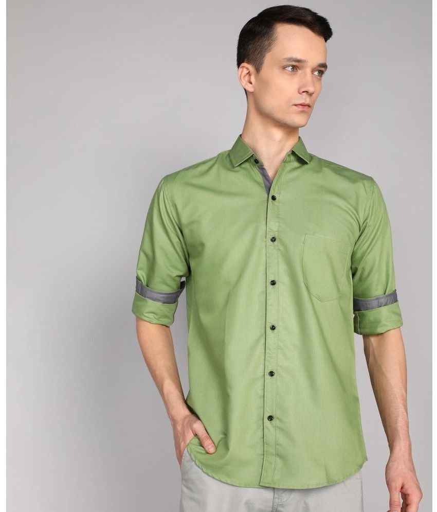     			P&V CREATIONS Cotton Blend Regular Fit Solids Full Sleeves Men's Casual Shirt - Mint Green ( Pack of 1 )