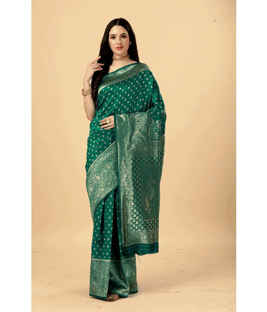     			Rekha Maniyar Fashions Art Silk Embellished Saree With Blouse Piece - Green ( Pack of 1 )