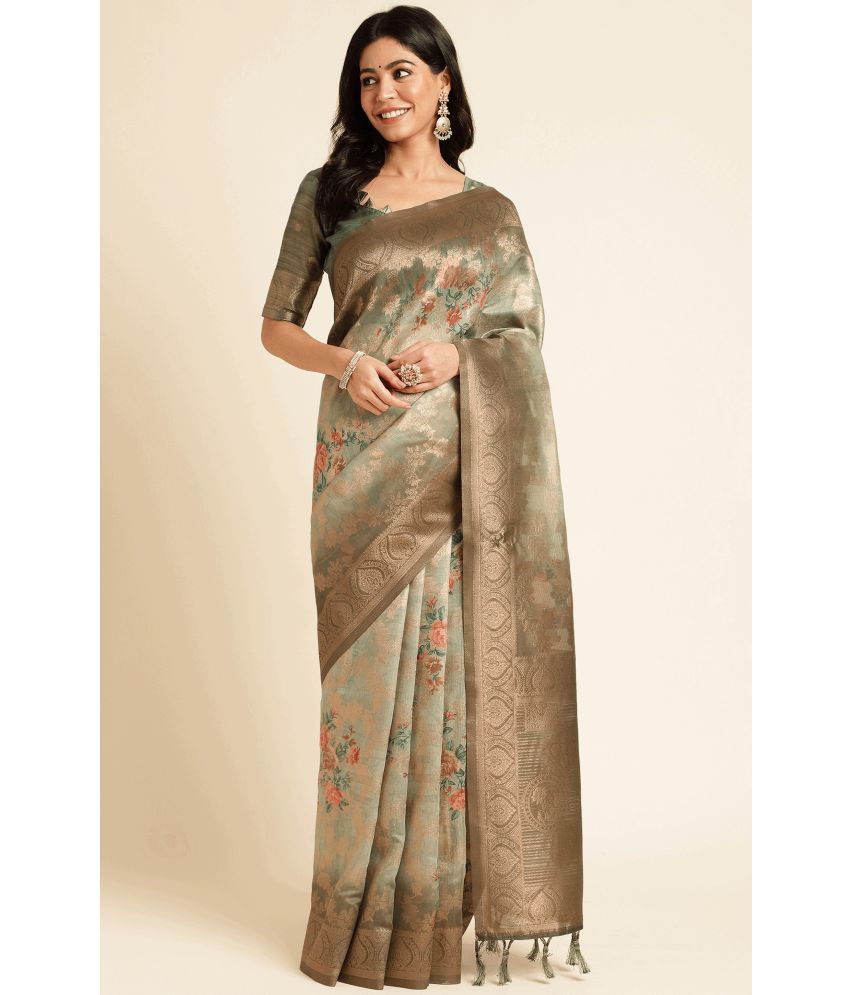     			Rekha Maniyar Fashions Cotton Silk Printed Saree With Blouse Piece - Beige ( Pack of 1 )