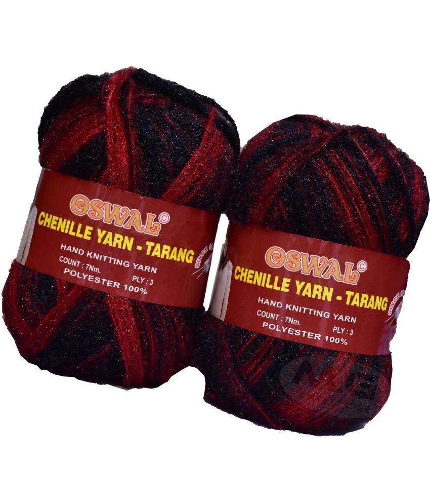     			Represents Oswal  3 Ply Knitting  Yarn Wool,  Black Red 300 gm Art-HDJ
