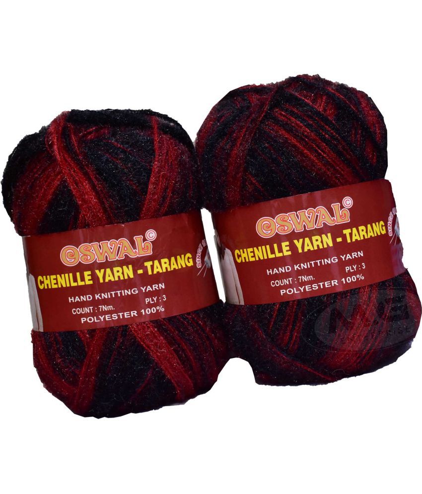     			Represents Oswal  3 Ply Knitting  Yarn Wool,  Black Red 400 gm Art-HDJ