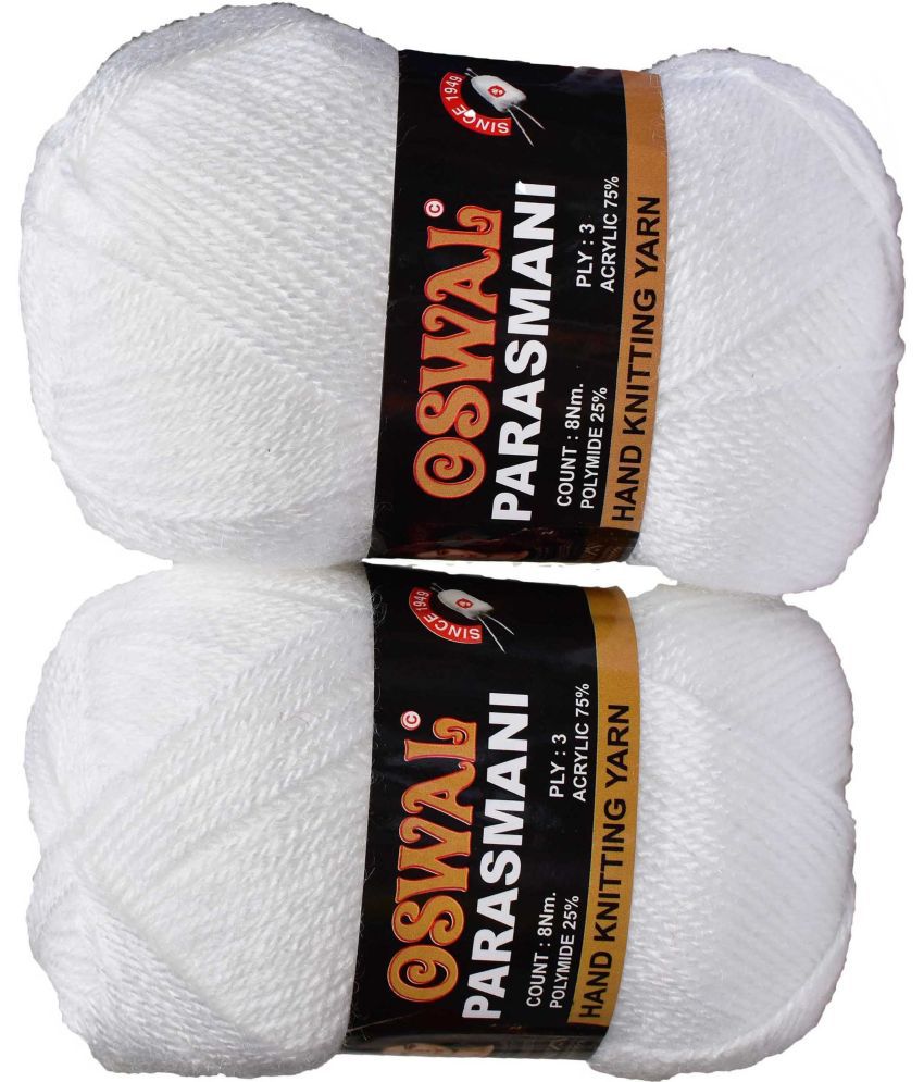     			Represents Oswal 3 Ply Knitting  Yarn Wool,  White 300 gm Art-EGG
