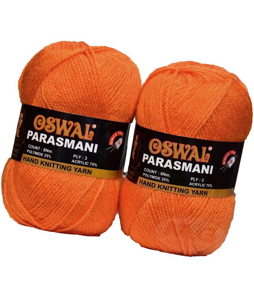     			Represents Oswal 3 Ply Knitting  Yarn Wool,  Orange 500 gm Art-EII