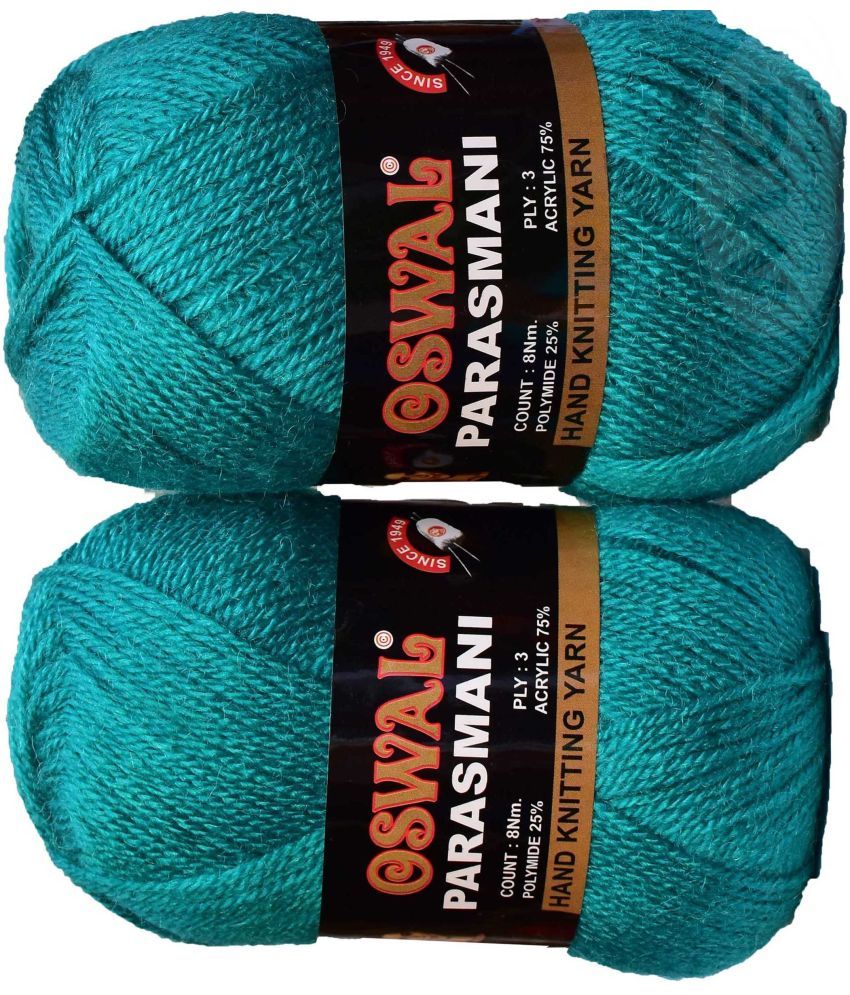     			Represents Oswal 3 Ply Knitting  Yarn Wool,  Teal Green 300 gm Art-EIA