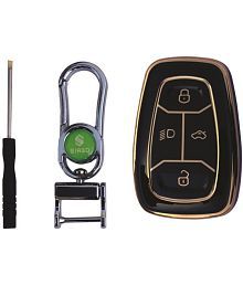 SIAGO Soft TPU Key Cover Compatible with TATA 4 Button Smart Car Key Cover with Key Chain for Nexon | Harrier | Safari | Altroz | Tigor | EV | Punch | Tiago EV Electric