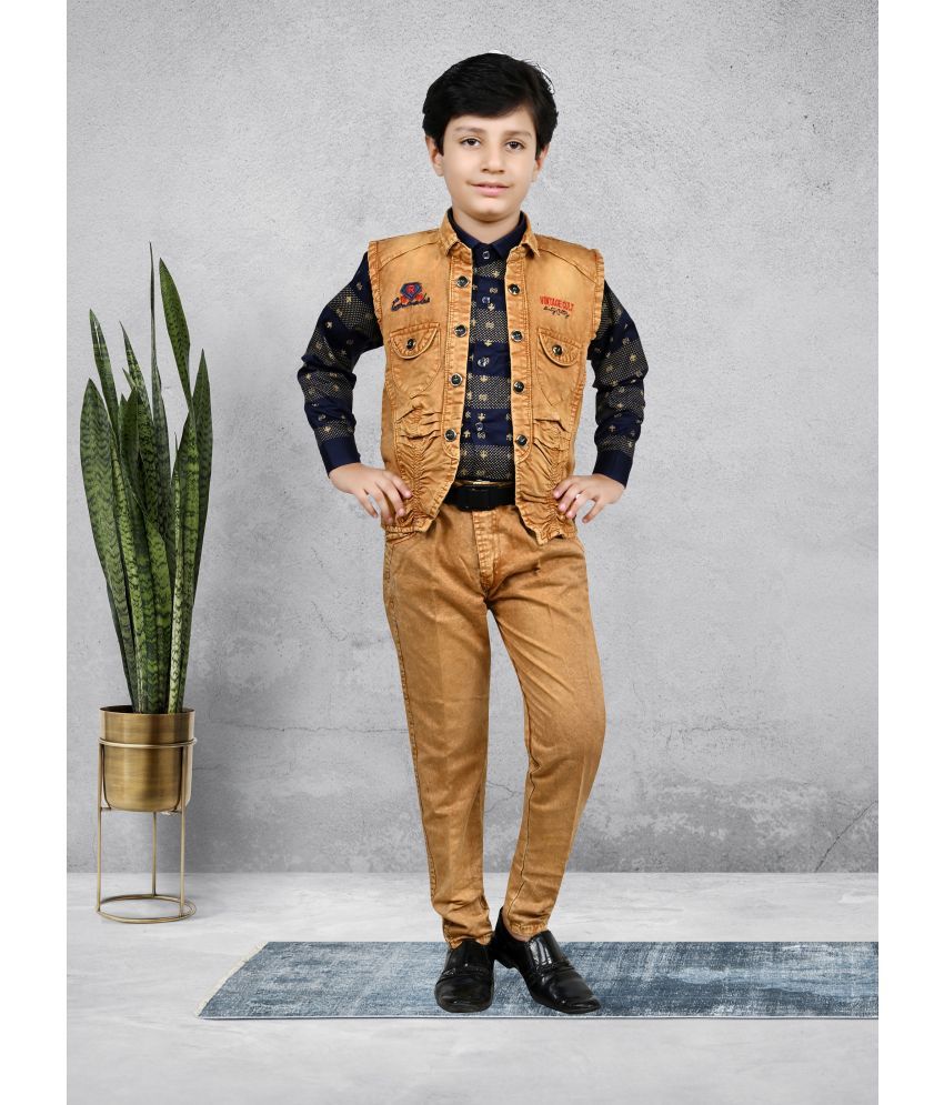     			Arshia Fashions Pack of 1 Boys Denim Shirt & Jeans ( Brown )