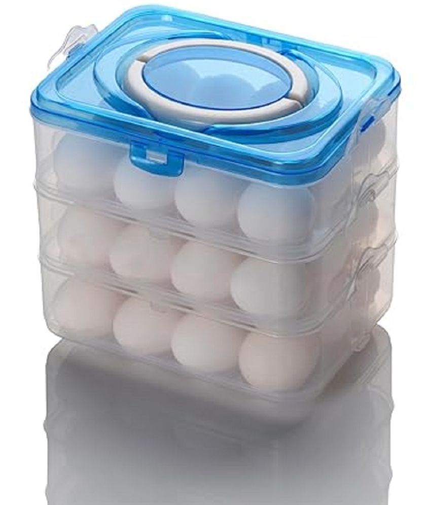     			Chopwell Egg Storage Box - Egg Refrigerator Storage Tray Stackable ABS Plastic Egg Storage Containers for Fridge and Kitchen Egg storage basket with Carry Holder (3 Layer - BLUE - 36 Egg)