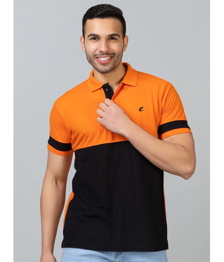     			EKOM Cotton Blend Regular Fit Colorblock Half Sleeves Men's Polo T Shirt - Orange ( Pack of 1 )