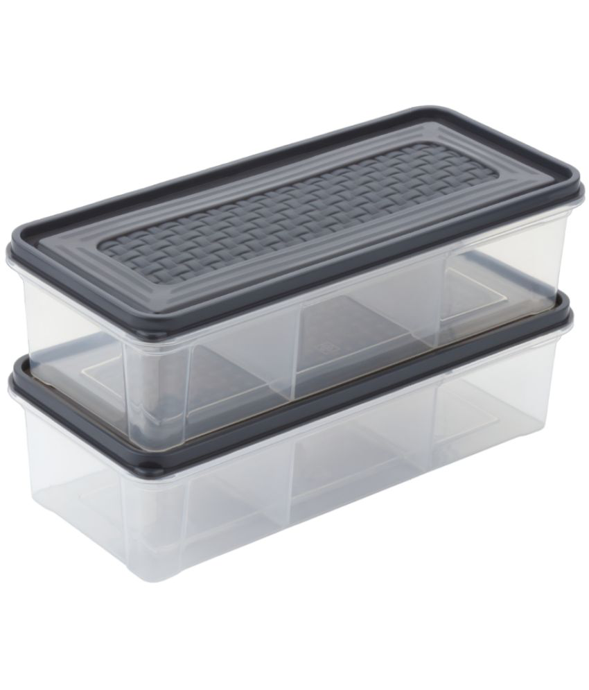     			MAGICSPOON 3 Section Container Plastic Grey Multi-Purpose Container ( Set of 2 )