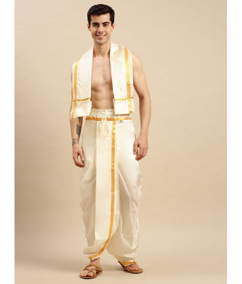     			Ramraj cotton Cream Silk Men's Dhoti ( Pack of 1 )