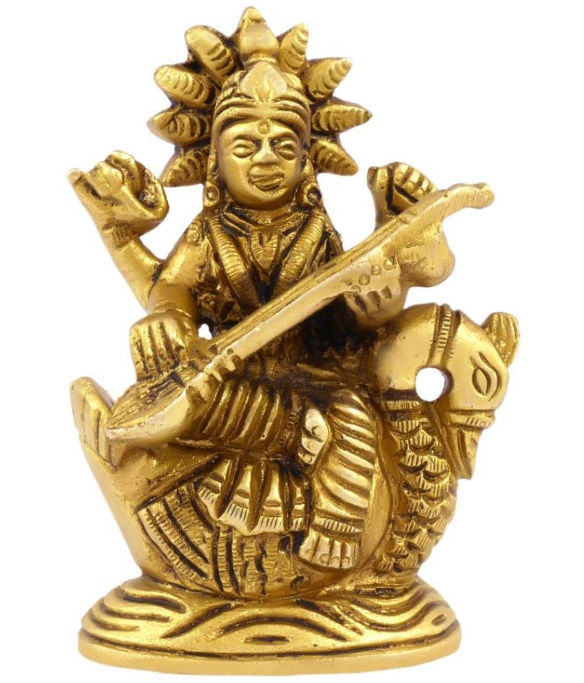     			Shreeyaash Brass Goddess Saraswati Idol ( 7 cm )