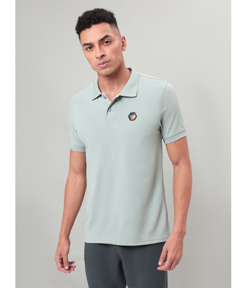     			Technosport Light Grey Polyester Slim Fit Men's Sports Polo T-Shirt ( Pack of 1 )
