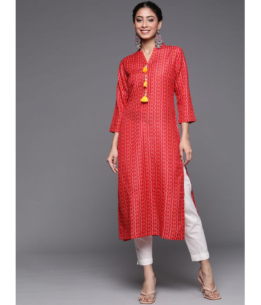     			Varanga Cotton Flex Printed Straight Women's Kurti - Red ( Pack of 1 )