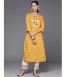 Varanga Cotton Printed Straight Women's Kurti - Yellow ( Pack of 1 )