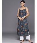 Varanga Cotton Printed Straight Women's Kurti - Navy Blue ( Pack of 1 )